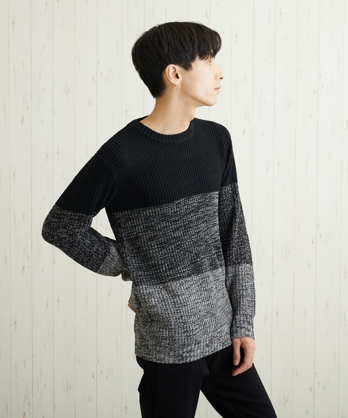 TONE SELECT WEAR(トーンセレクトウェア)の「【TONE SELECT WEAR】畦編みクルーネックニット(BL)(ニット/セーター・メンズ・ネイビー/ブラウン/カーキ/アイボリー/ホワイト系その他/ブラック系その他/グレー系その他/ベージュ系その他/ブルー系その他/杢グレー/ブラック系その他2/ホワイト系その他2/ワイン/ブラック/パープル系その他/ホワイト系その他3・MEDIUM/LARGE/X-LARGE)」の7枚目の写真