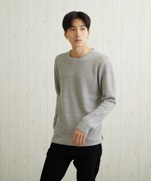 【TONE SELECT WEAR】畦編みクルーネックニット(BL)