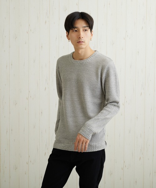 TONE SELECT WEAR(トーンセレクトウェア)の「【TONE SELECT WEAR】畦編みクルーネックニット(BL)(ニット/セーター・メンズ・ネイビー/ブラウン/カーキ/アイボリー/ホワイト系その他/ブラック系その他/グレー系その他/ベージュ系その他/ブルー系その他/杢グレー/ブラック系その他2/ホワイト系その他2/ワイン/ブラック/パープル系その他/ホワイト系その他3・MEDIUM/LARGE/X-LARGE)」の9枚目の写真