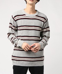 【TONE SELECT WEAR】畦編みクルーネックニット(BL)