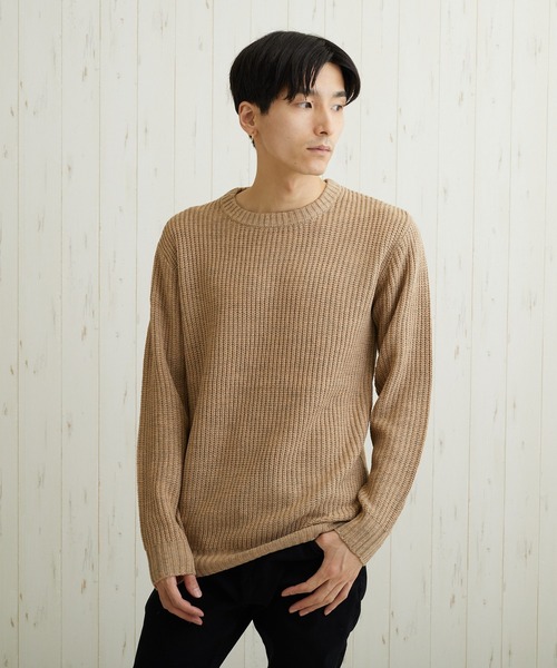 TONE SELECT WEAR(トーンセレクトウェア)の「【TONE SELECT WEAR】畦編みクルーネックニット(BL)(ニット/セーター・メンズ・ネイビー/ブラウン/カーキ/アイボリー/ホワイト系その他/ブラック系その他/グレー系その他/ベージュ系その他/ブルー系その他/杢グレー/ブラック系その他2/ホワイト系その他2/ワイン/ブラック/パープル系その他/ホワイト系その他3・MEDIUM/LARGE/X-LARGE)」の11枚目の写真