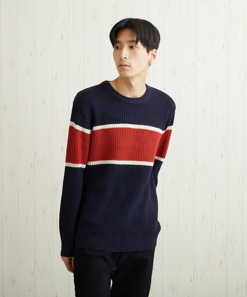 TONE SELECT WEAR(トーンセレクトウェア)の「【TONE SELECT WEAR】畦編みクルーネックニット(BL)(ニット/セーター・メンズ・ネイビー/ブラウン/カーキ/アイボリー/ホワイト系その他/ブラック系その他/グレー系その他/ベージュ系その他/ブルー系その他/杢グレー/ブラック系その他2/ホワイト系その他2/ワイン/ブラック/パープル系その他/ホワイト系その他3・MEDIUM/LARGE/X-LARGE)」の14枚目の写真