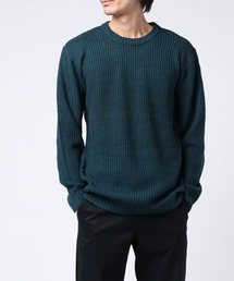 【TONE SELECT WEAR】畦編みクルーネックニット(BL)