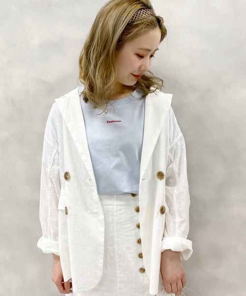 one after another NICE CLAUP（ワンアフターアナザーナイスクラップ）の「ぷっくりロゴＴシャツ（Tシャツ/カットソー・レディース・オフホワイト/サックスブルー/ブラック・FREE）」の6枚目の写真