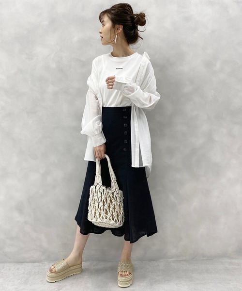 one after another NICE CLAUP（ワンアフターアナザーナイスクラップ）の「ぷっくりロゴＴシャツ（Tシャツ/カットソー・レディース・オフホワイト/サックスブルー/ブラック・FREE）」の13枚目の写真