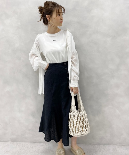 one after another NICE CLAUP（ワンアフターアナザーナイスクラップ）の「ぷっくりロゴＴシャツ（Tシャツ/カットソー・レディース・オフホワイト/サックスブルー/ブラック・FREE）」の20枚目の写真