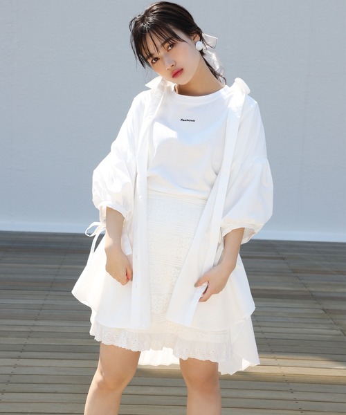 one after another NICE CLAUP（ワンアフターアナザーナイスクラップ）の「ぷっくりロゴＴシャツ（Tシャツ/カットソー・レディース・オフホワイト/サックスブルー/ブラック・FREE）」の18枚目の写真