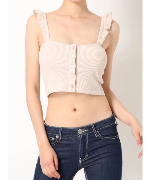 GYDA（ジェイダ）の「ワッフルフリルキャミビスチェ（キャミソール・レディース・ブラック/ベージュ/カーキ・FREE）」の18枚目の写真