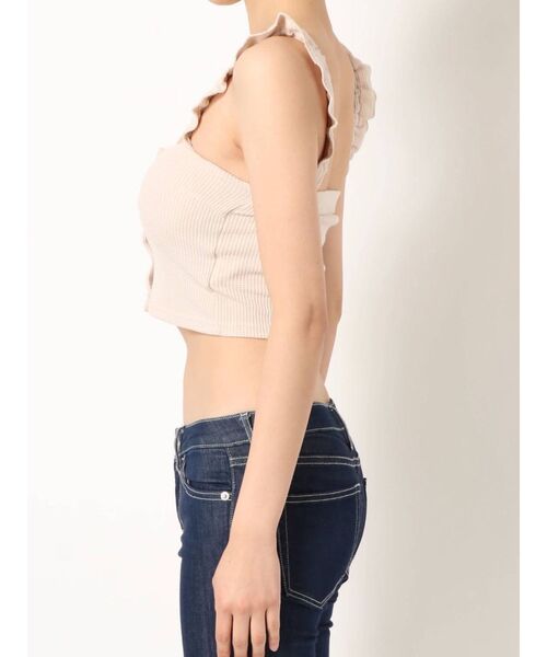 GYDA（ジェイダ）の「ワッフルフリルキャミビスチェ（キャミソール・レディース・ブラック/ベージュ/カーキ・FREE）」の5枚目の写真