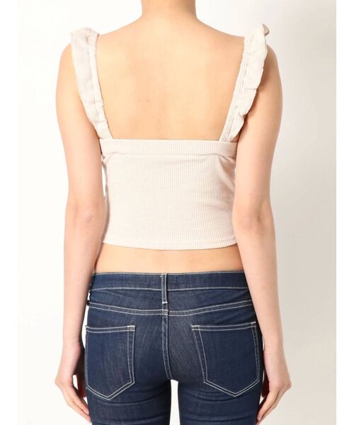 GYDA（ジェイダ）の「ワッフルフリルキャミビスチェ（キャミソール・レディース・ブラック/ベージュ/カーキ・FREE）」の9枚目の写真