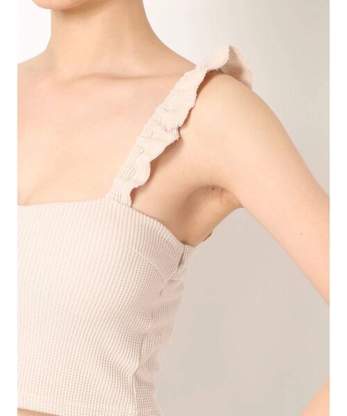 GYDA（ジェイダ）の「ワッフルフリルキャミビスチェ（キャミソール・レディース・ブラック/ベージュ/カーキ・FREE）」の7枚目の写真