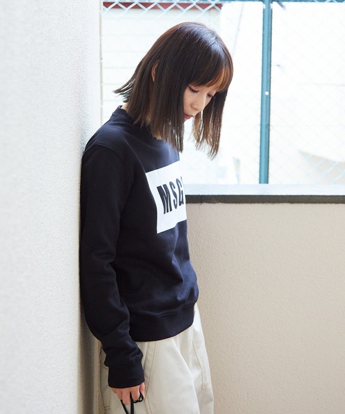 MSGM(エムエスジーエム)の「MSGM/エムエスジーエム PANEL SWEAT SHIRT ボックスロゴ スウェットトレーナー(スウェット・レディース・ブラック/ホワイト・XS/S/M/L)」の12枚目の写真