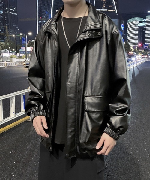 WESTBOY（ウエストボーイ）の「【WB ORIGINALS】PU Leather Zip-up Blouson Jacket（ブルゾン・メンズ・ブラック・M/L/XL）」の4枚目の写真