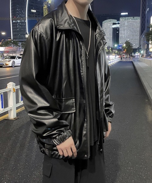 WESTBOY（ウエストボーイ）の「【WB ORIGINALS】PU Leather Zip-up Blouson Jacket（ブルゾン・メンズ・ブラック・M/L/XL）」の5枚目の写真