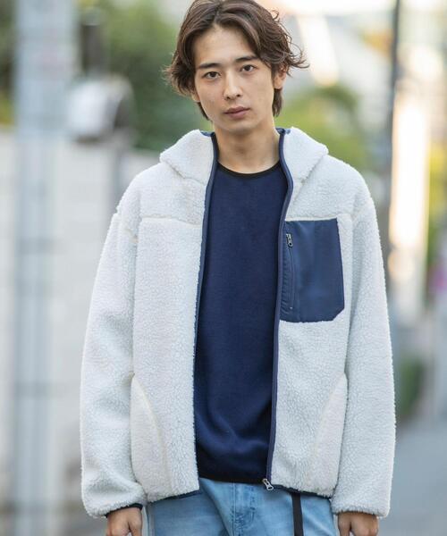 coen(コーエン)の「ボアフリースジップパーカー#(ブルゾン・メンズ・ブラウン/ナチュラル・LARGE/X-LARGE/SMALL/MEDIUM)」の3枚目の写真