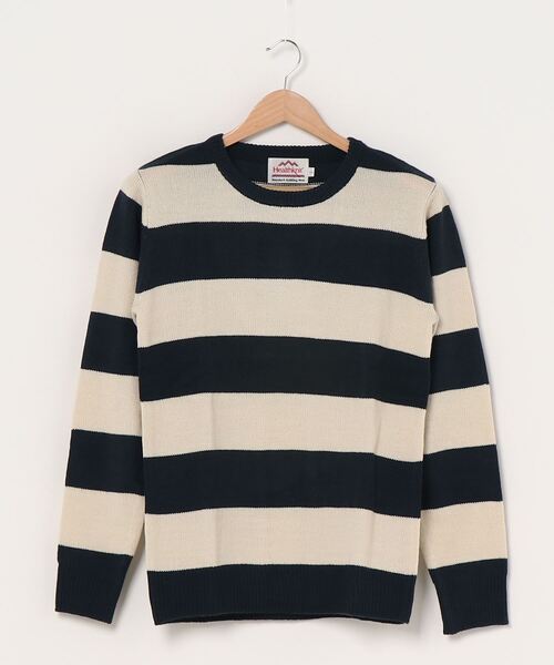 Healthknit(ヘルスニット)の「【 Healthknit / ヘルスニット 】クルーネック ボーダーニット セーター 8324 SIP・・(ニット/セーター・メンズ・グレー/ワイン/ネイビー・LARGE/MEDIUM)」の3枚目の写真