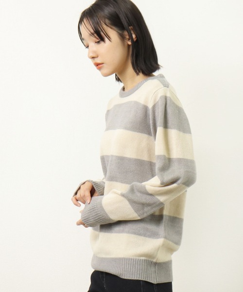 【 Healthknit / ヘルスニット 】クルーネック ボーダーニット セーター 8324 SIP･･（ニット/セーター）｜Healthknit（ヘルスニット） 5,390円
