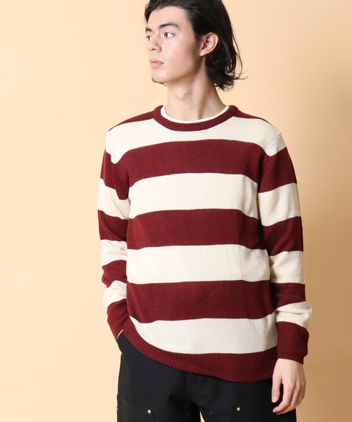 Healthknit(ヘルスニット)の「【 Healthknit / ヘルスニット 】クルーネック ボーダーニット セーター 8324 SIP・・(ニット/セーター・メンズ・グレー/ワイン/ネイビー・LARGE/MEDIUM)」の5枚目の写真