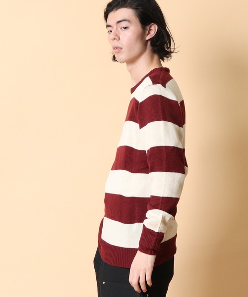 Healthknit(ヘルスニット)の「【 Healthknit / ヘルスニット 】クルーネック ボーダーニット セーター 8324 SIP・・(ニット/セーター・メンズ・グレー/ワイン/ネイビー・LARGE/MEDIUM)」の6枚目の写真