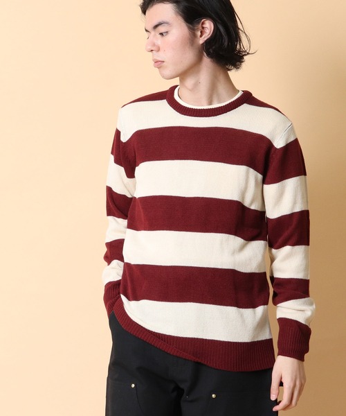 Healthknit(ヘルスニット)の「【 Healthknit / ヘルスニット 】クルーネック ボーダーニット セーター 8324 SIP・・(ニット/セーター・メンズ・グレー/ワイン/ネイビー・LARGE/MEDIUM)」の12枚目の写真