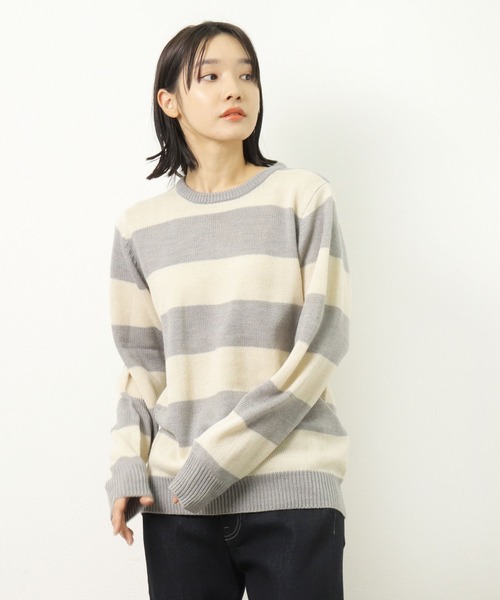 Healthknit(ヘルスニット)の「【 Healthknit / ヘルスニット 】クルーネック ボーダーニット セーター 8324 SIP・・(ニット/セーター・メンズ・グレー/ワイン/ネイビー・LARGE/MEDIUM)」の17枚目の写真
