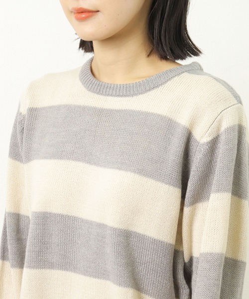 Healthknit(ヘルスニット)の「【 Healthknit / ヘルスニット 】クルーネック ボーダーニット セーター 8324 SIP・・(ニット/セーター・メンズ・グレー/ワイン/ネイビー・LARGE/MEDIUM)」の18枚目の写真