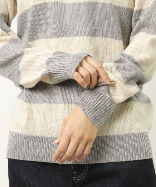 Healthknit(ヘルスニット)の「【 Healthknit / ヘルスニット 】クルーネック ボーダーニット セーター 8324 SIP・・(ニット/セーター・メンズ・グレー/ワイン/ネイビー・LARGE/MEDIUM)」の19枚目の写真