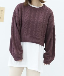 PairPair | ケーブルショートニット×ロンTセット(ニット/セーター)