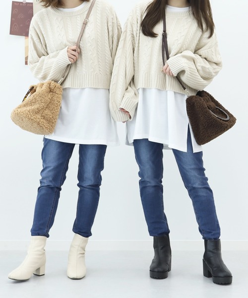 PairPair（ペアペア）の「ケーブルショートニット×ロンTセット（ニット/セーター・レディース・アイボリー/ダークパープル/ダークブルー・FREE）」の20枚目の写真