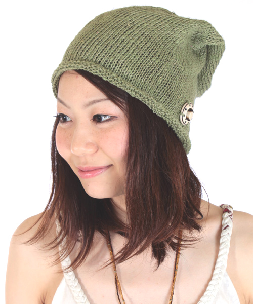 チャイハネ（チャイハネ）の「【チャイハネ】ムーンモチーフ付きアサンジキャップ（ユニセックス）（ニットキャップ/ビーニー・レディース・キナリ/イエロー/グリーン/ピンク/ブルー・FREE）」の3枚目の写真