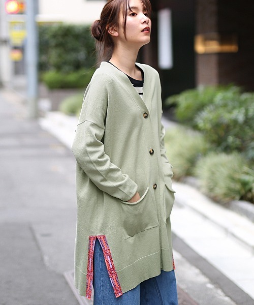 チチカカ（チチカカ）の「エコベロウォシャブルニットカーディガン（カーディガン/ボレロ・レディース・ブラック/ベージュ/カーキ・FREE）」の3枚目の写真