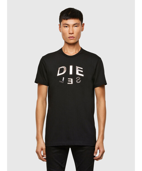 DIESEL Tシャツ メタリック DIESEL（ディーゼル）の「メンズ Tシャツ ロゴ タイト 半袖