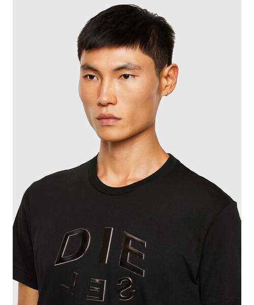 DIESEL Tシャツ メタリック DIESEL（ディーゼル）の「メンズ Tシャツ ロゴ タイト 半袖