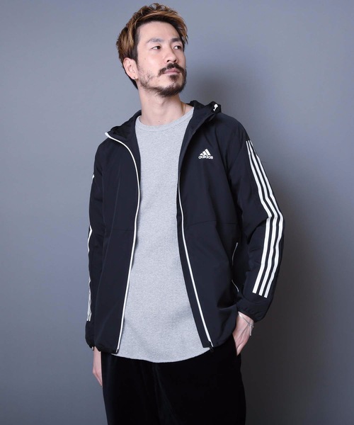 Adidas アディダス ｍ ｍｈ ウインドブレーカー ウインドブレーカー ブランドロゴ ｉｚｏ１４ 袖ライン Adidas アディダス のファッション スポーツにもタウンユースにも最適なライトアウター ブルゾン ｍｈ 袖ライン