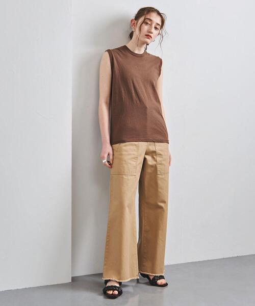 HANES（ヘインズ）の「別注＜Hanes（ヘインズ）＞ノースリーブ Tシャツ◆（Tシャツ/カットソー・レディース・ホワイト/ブラウン/ライトピンク・SMALL）」の4枚目の写真