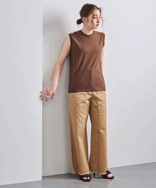 HANES（ヘインズ）の「別注＜Hanes（ヘインズ）＞ノースリーブ Tシャツ◆（Tシャツ/カットソー・レディース・ホワイト/ブラウン/ライトピンク・SMALL）」の5枚目の写真