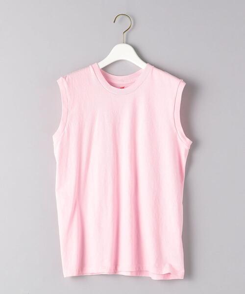 HANES（ヘインズ）の「別注＜Hanes（ヘインズ）＞ノースリーブ Tシャツ◆（Tシャツ/カットソー・レディース・ホワイト/ブラウン/ライトピンク・SMALL）」の7枚目の写真