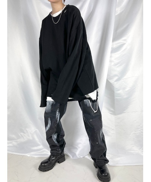 ERL damage long sleeve 長袖 ロンt XU（エックスユー）の「【XU/エックスユー】damage long sleeve