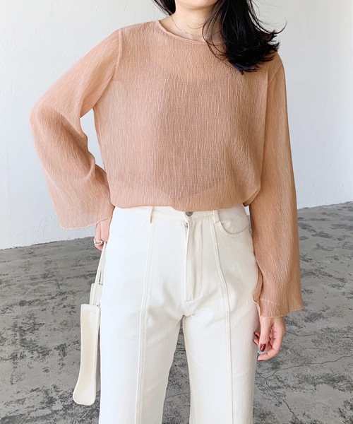 LIAN（リアン）の「楊柳シフォンブラウス＆キャミソールセット（シャツ/ブラウス・レディース・ブラック/ブルー/アイボリー/ピンクベージュ・FREE）」の4枚目の写真