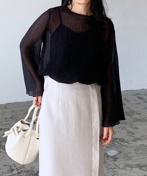 LIAN（リアン）の「楊柳シフォンブラウス＆キャミソールセット（シャツ/ブラウス・レディース・ブラック/ブルー/アイボリー/ピンクベージュ・FREE）」の2枚目の写真