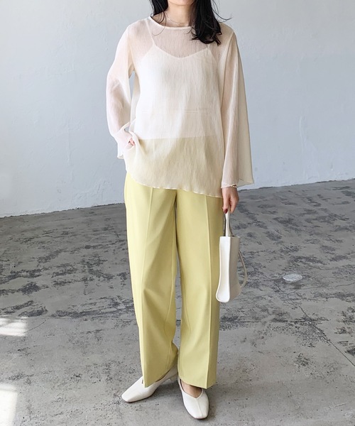 LIAN（リアン）の「楊柳シフォンブラウス＆キャミソールセット（シャツ/ブラウス・レディース・ブラック/ブルー/アイボリー/ピンクベージュ・FREE）」の5枚目の写真