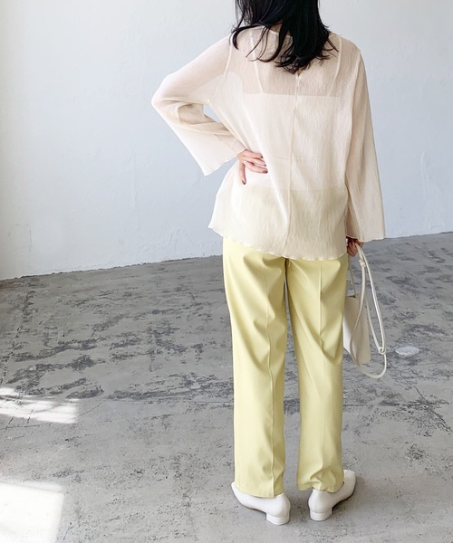 LIAN（リアン）の「楊柳シフォンブラウス＆キャミソールセット（シャツ/ブラウス・レディース・ブラック/ブルー/アイボリー/ピンクベージュ・FREE）」の6枚目の写真