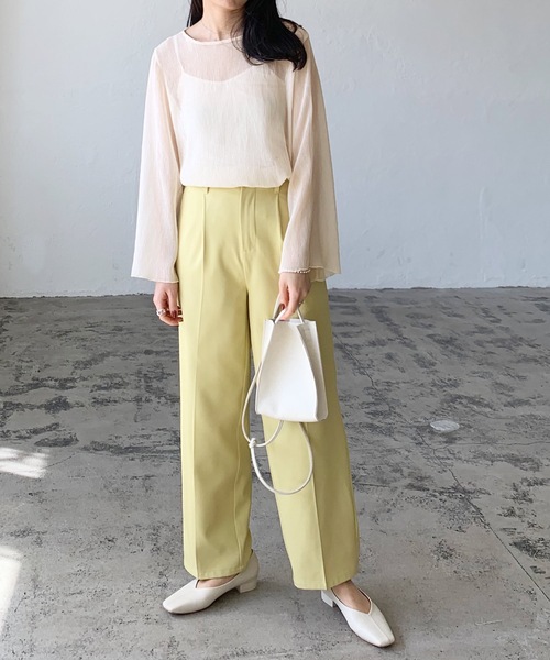 LIAN（リアン）の「楊柳シフォンブラウス＆キャミソールセット（シャツ/ブラウス・レディース・ブラック/ブルー/アイボリー/ピンクベージュ・FREE）」の9枚目の写真