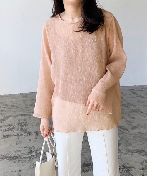 LIAN（リアン）の「楊柳シフォンブラウス＆キャミソールセット（シャツ/ブラウス・レディース・ブラック/ブルー/アイボリー/ピンクベージュ・FREE）」の22枚目の写真