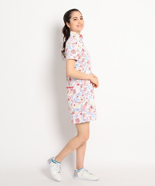 マリンモチーフ柄 ワンピース Uvカット 防透け フルジップワンピース ワンピース Adabat アダバット のファッション セール