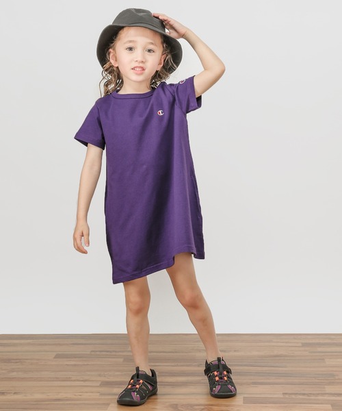 Champion（チャンピオン）の「【Champion(チャンピオン）】ワンポイントワンピース(KIDS)（ワンピース・キッズ・ブラック/ベージュ/パープル・MEDIUM/LARGE/X-LARGE/XX-LARGE/3L/4L）」の3枚目の写真