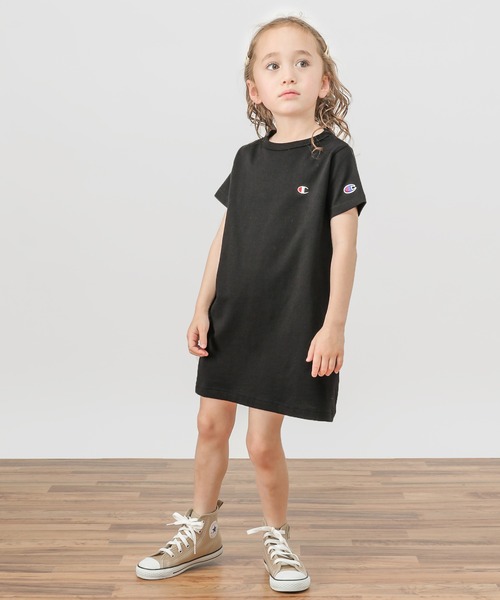 Champion（チャンピオン）の「【Champion(チャンピオン）】ワンポイントワンピース(KIDS)（ワンピース・キッズ・ブラック/ベージュ/パープル・MEDIUM/LARGE/X-LARGE/XX-LARGE/3L/4L）」の2枚目の写真