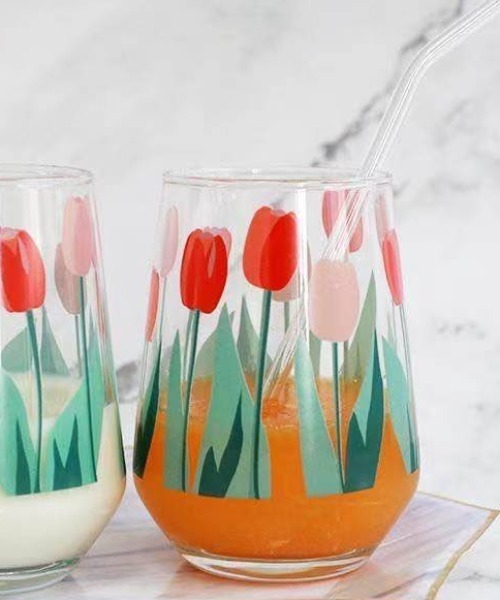 Made in I（メイドインアイ）の「チューリッププリントグラス（グラス/マグカップ/タンブラー・レディース・クリア・SHORT/TALL）」の3枚目の写真