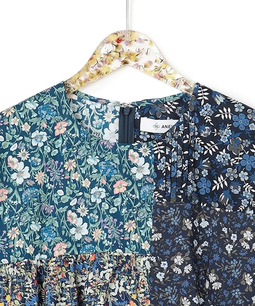 ANEVER　アンエバー　 リバティ　パッチワーク　ワンピース　Aライン　花柄 ANEVER アンエバー リバティ パッチワーク ワンピース Aライン 花柄