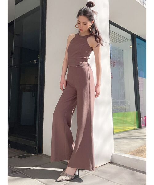 GYDA（ジェイダ）の「バックZIPテレコロンパース（つなぎ/オールインワン・レディース・アイボリー/ブラック/ブラウン/ピンク・FREE）」の3枚目の写真